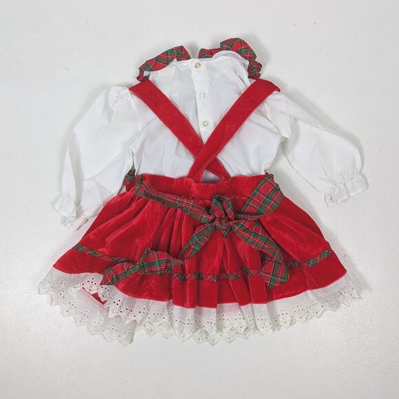 Vintage Winnie the Pooh Dress Girls Size 2T Red Velour Christmas Pinny - Picture 4 of 5